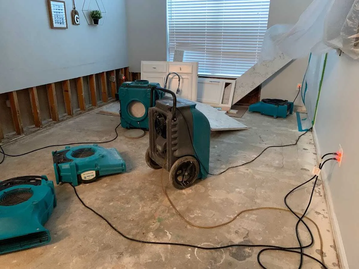 Dehumidifier in flood-cut room for Water Damage Restoration in Allamuchy